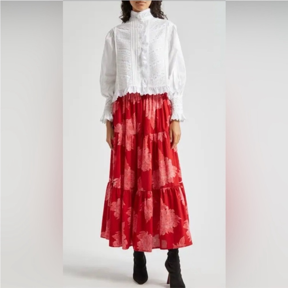 Mille Resort & Travel Paola Skirt. Crimson Floral. S. NWT. - Picture 2 of 9